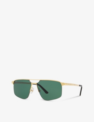 Cartier Womens 6l001639 Ct0385s Pilot-frame Metal Sunglasses