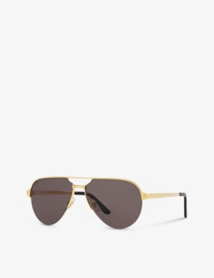 Cartier Womens 6l001652 Ct0386s Pilot-frame Metal Sunglasses