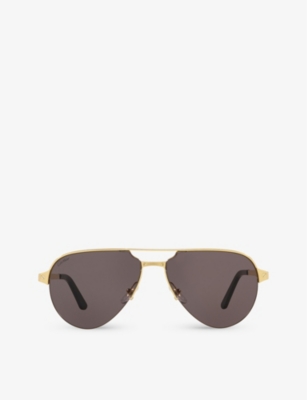 Cartier Womens 6l001652 Ct0386s Pilot-frame Metal Sunglasses