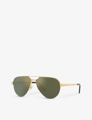 Shop Cartier Ct0386s Pilot-frame Metal Sunglasses