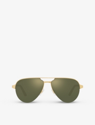 Cartier Womens Ct0386s Pilot-frame Metal Sunglasses