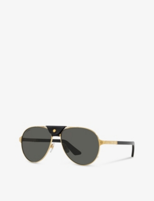 Shop Cartier Womens Ct0387s Aviator-frame Metal Sunglasses