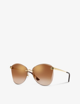 Cartier Womens Ct0398s-002 Panthère De  Round-frame Metal Sunglasses