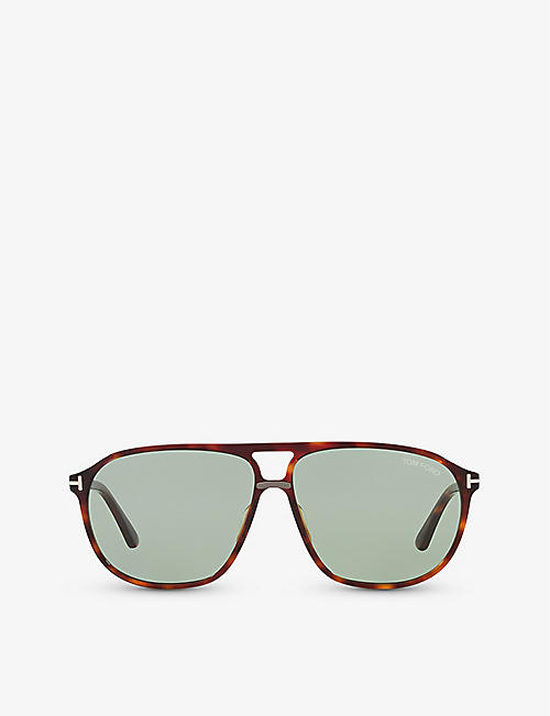 TOM FORD: TR001634 Bruce tortoiseshell aviator-frame acetate sunglasses