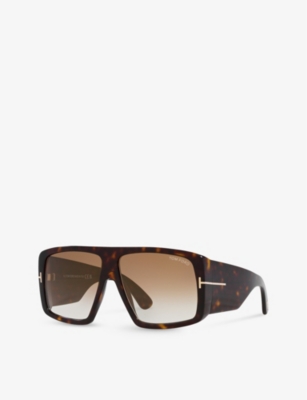 Shop Tom Ford Womens Brown Tr001642 Raven Square-frame Acetate Sunglasses