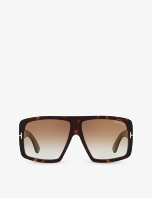 Shop Tom Ford Womens Brown Tr001642 Raven Square-frame Acetate Sunglasses
