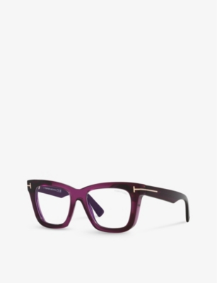 Shop Tom Ford Women's Tr001664 Ft5881-b Square-frame Acetate Glasses