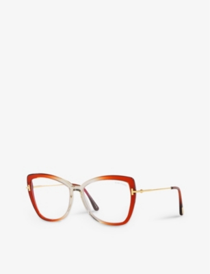 Tom Ford Womens Tr001665 Ft5882-b Butterfly-frame Acetate Glasses