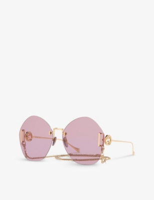 Shop Gucci Women's Gg1203s Round-frame Metal Sunglasses
