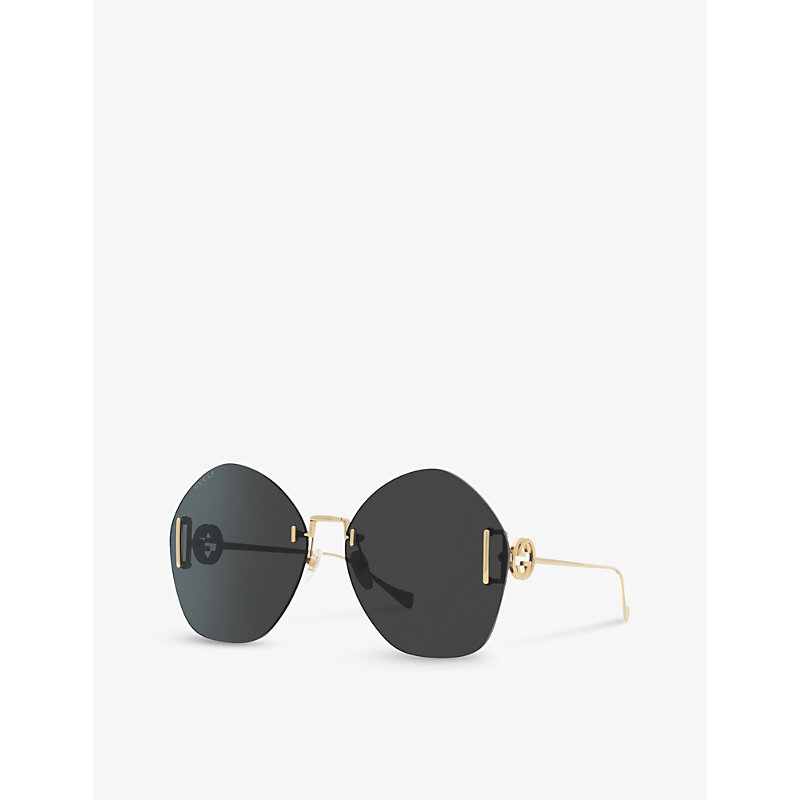 Shop Gucci Women's Gg1203s Round-frame Metal Sunglasses