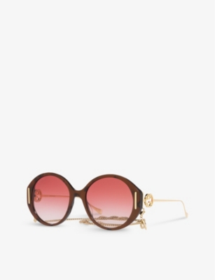 GUCCI WOMENS GG1202S ROUND-FRAME ACETATE SUNGLASSES 