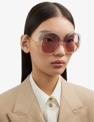 Gucci Womens Gc001937 Gg1235s Round-frame Polyamide Sunglasses