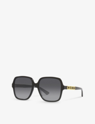 Shop Gucci Women's Gc001949 Gg1189s Rectangle-frame Acetate Sunglasses