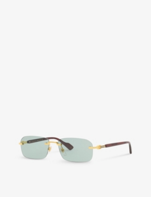Gucci Womens Gc001968 Gg1221s Rectangle-frame Polyamide Sunglasses