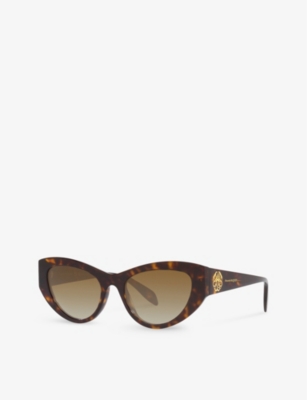 Shop Alexander Mcqueen Am0377s Cat-eye Frame Acetate Sunglasses