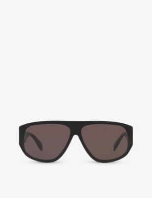 Shop Alexander Mcqueen Women's Am0386s Shield-frame Acetate Sunglass