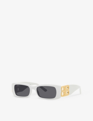 Shop Balenciaga Men's Bb0096s Rectangular-frame Acetate Sunglasses