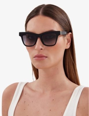 Shop Saint Laurent Women's Ys000436 Rectangle-frame Acetate Sunglasses