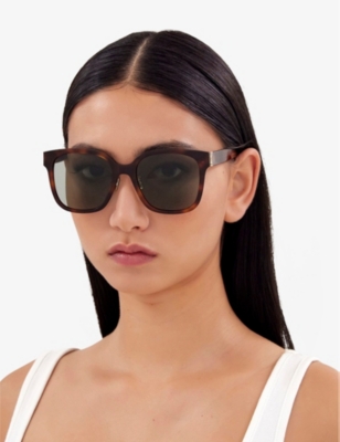 Shop Saint Laurent Womens  Ys000465 Cat-eye Acetate Sunglasses