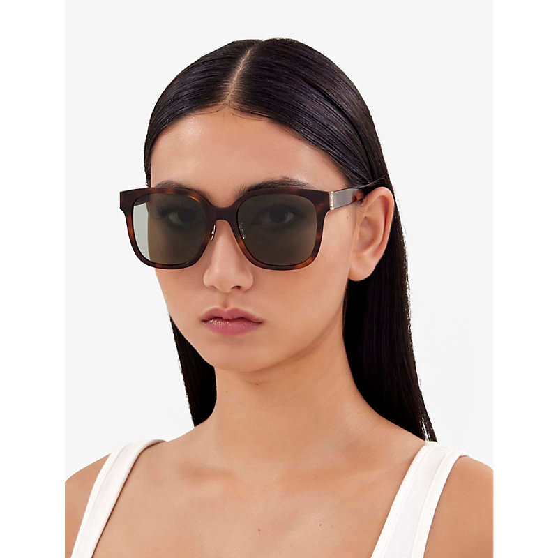 Shop Saint Laurent Women's Ys000465 Cat-eye Acetate Sunglasses