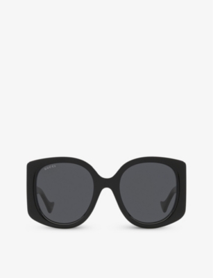 Gucci Womens Gg1257s Rectangle-frame Tortoiseshell Acetate Sunglasses