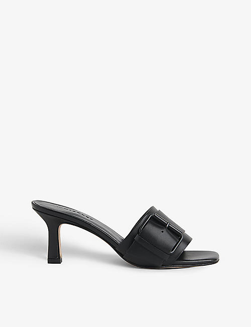 WHISTLES: Adella buckle-embellished heeled leather mules