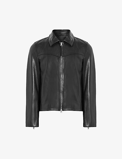 ALLSAINTS: Tune regular-fit cropped leather jacket