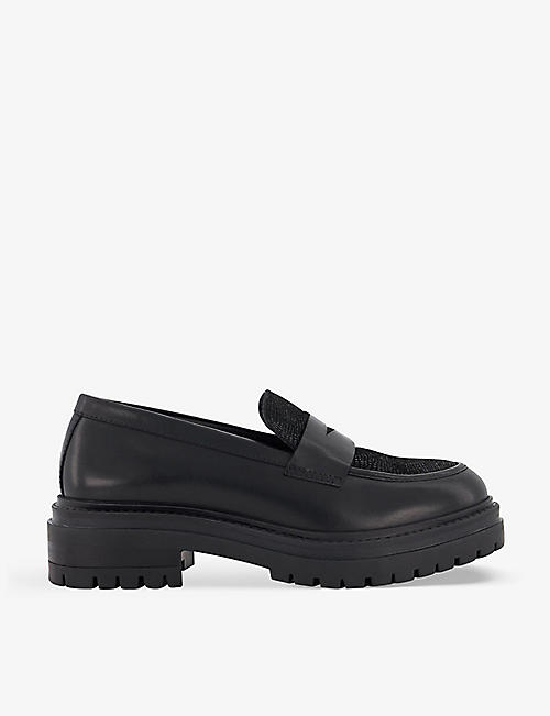 DUNE: Gaining contrast-panel chunky-sole leather loafer
