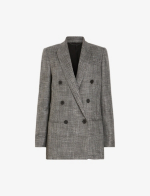 All saints astrid check blazer sale