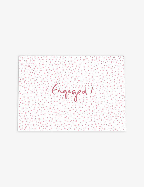 HEATHER EVELYN: Engaged confetti-print greetings card 11cm x 15cm