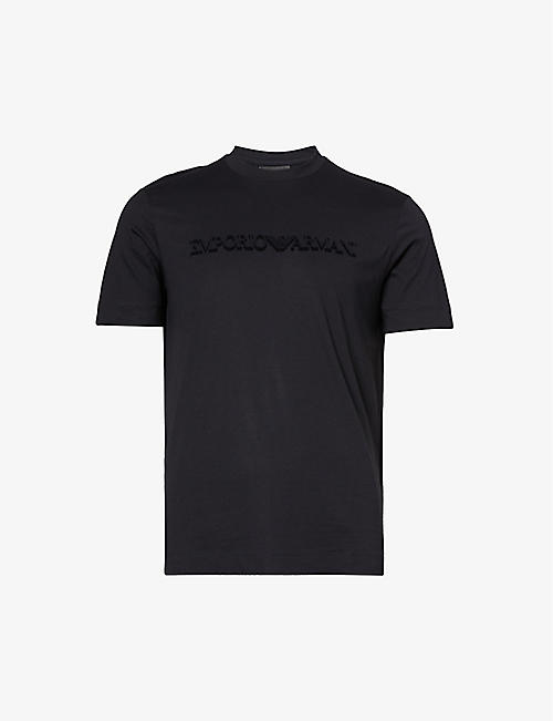 EMPORIO ARMANI: Brand-embossed regular-fit cotton-shirt T-shirt