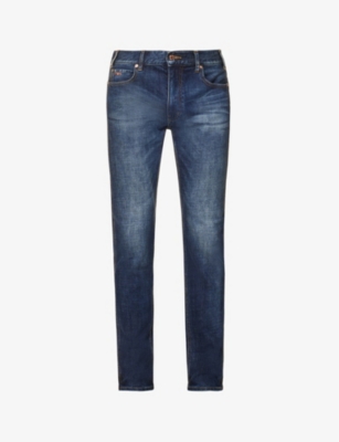 EMPORIO ARMANI - Slip-pocket brand-plaque slim-fit stretch-denim jeans ...