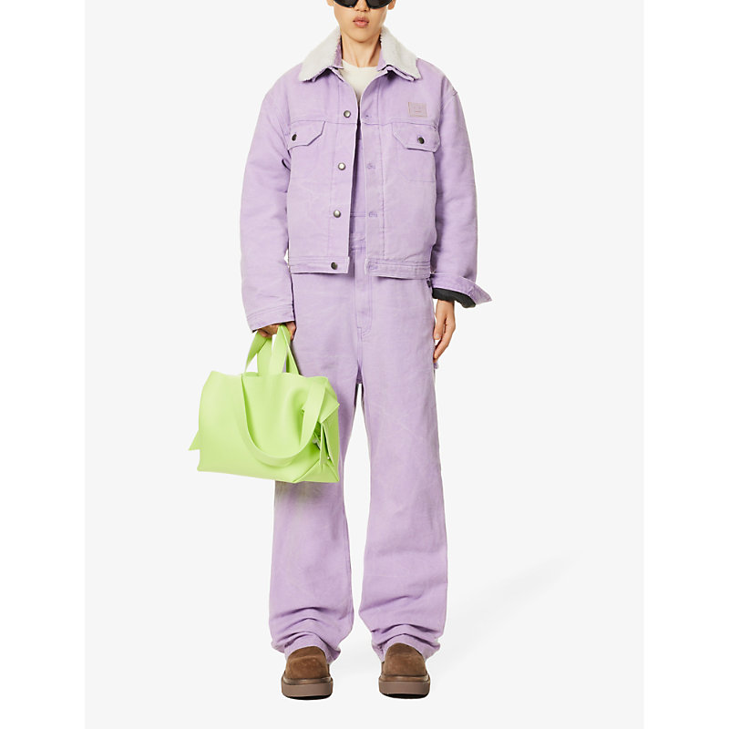 Shop Acne Studios Womens Smoky Purple Orsan Brand-appliqué Padded Denim Jacket