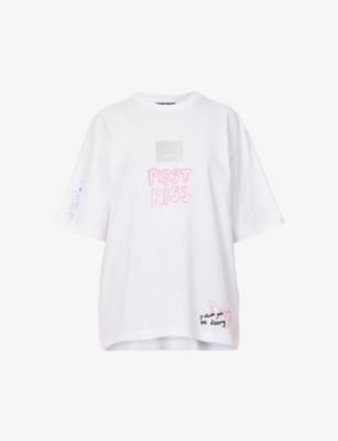 Acne Studios Scribbles Short-sleeve T-shirt In Optic White
