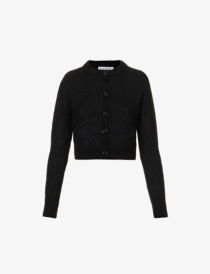 ACNE STUDIOS ACNE STUDIOS WOMENS BLACK KARIMO CROPPED KNITTED CARDIGAN,68601554
