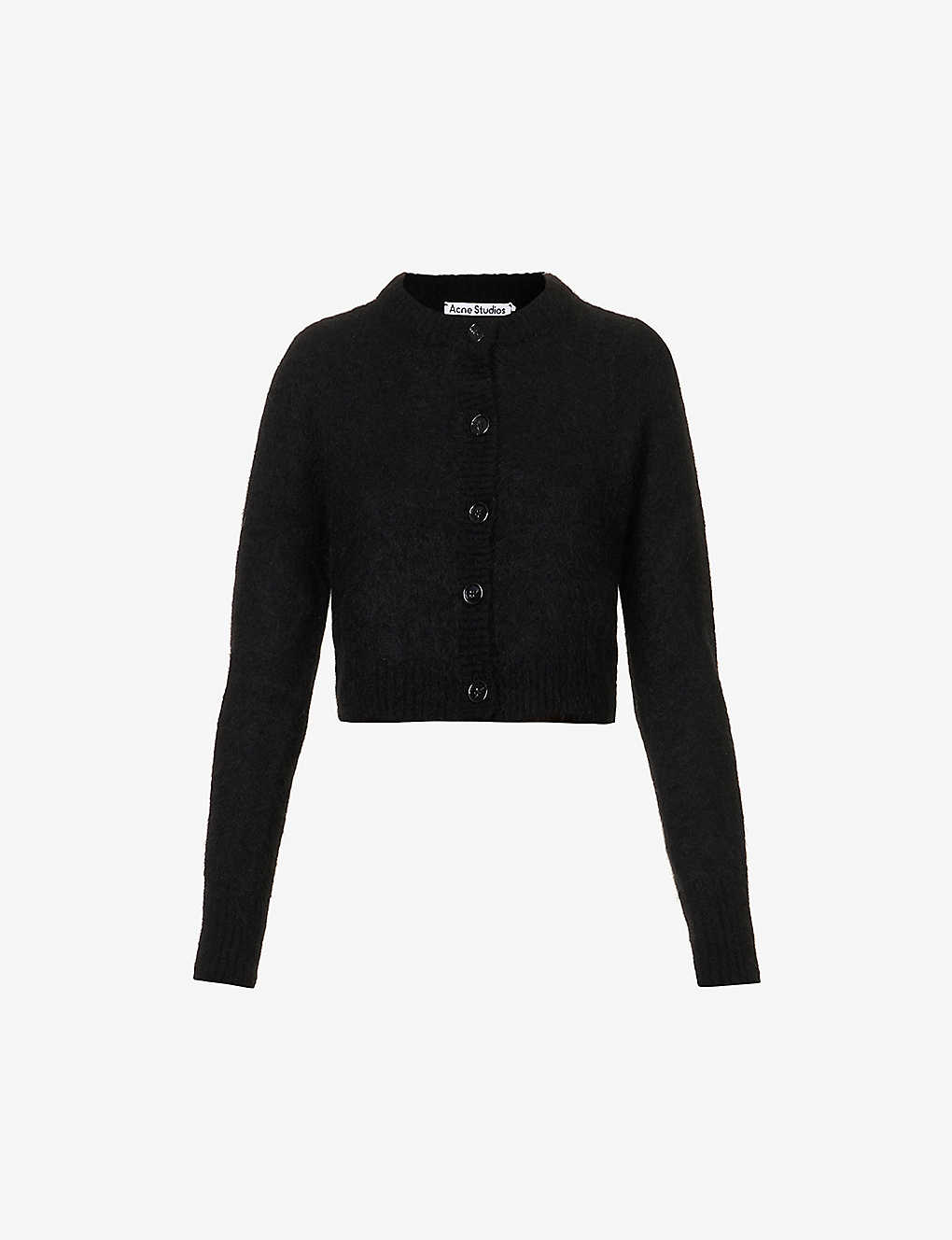 ACNE STUDIOS ACNE STUDIOS WOMENS BLACK KARIMO CROPPED KNITTED CARDIGAN,68601554