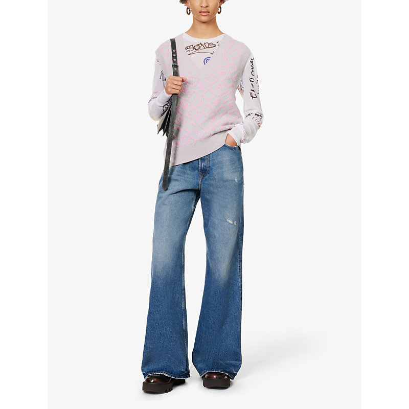 Shop Acne Studios 2022 Wide-leg High-rise Relaxed-fit Jeans In Mid Blue