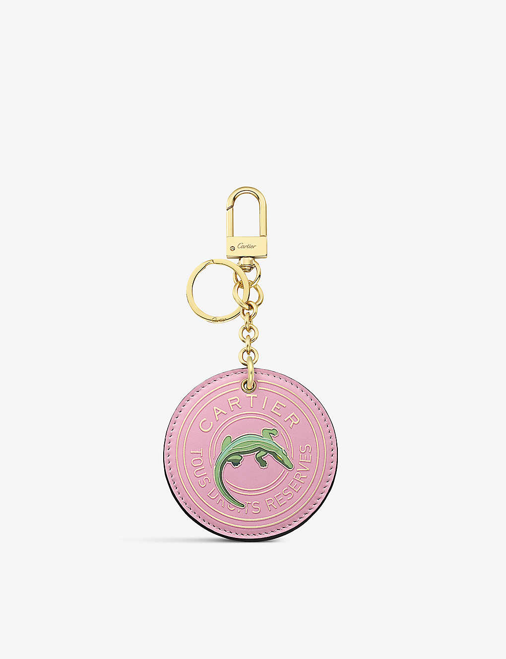 Cartier Womens Pink Characters Leather Medallion Keyring