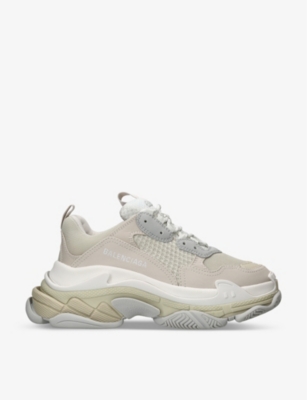 Balenciaga Triple S Leather And Mesh Mid-top Trainers In White