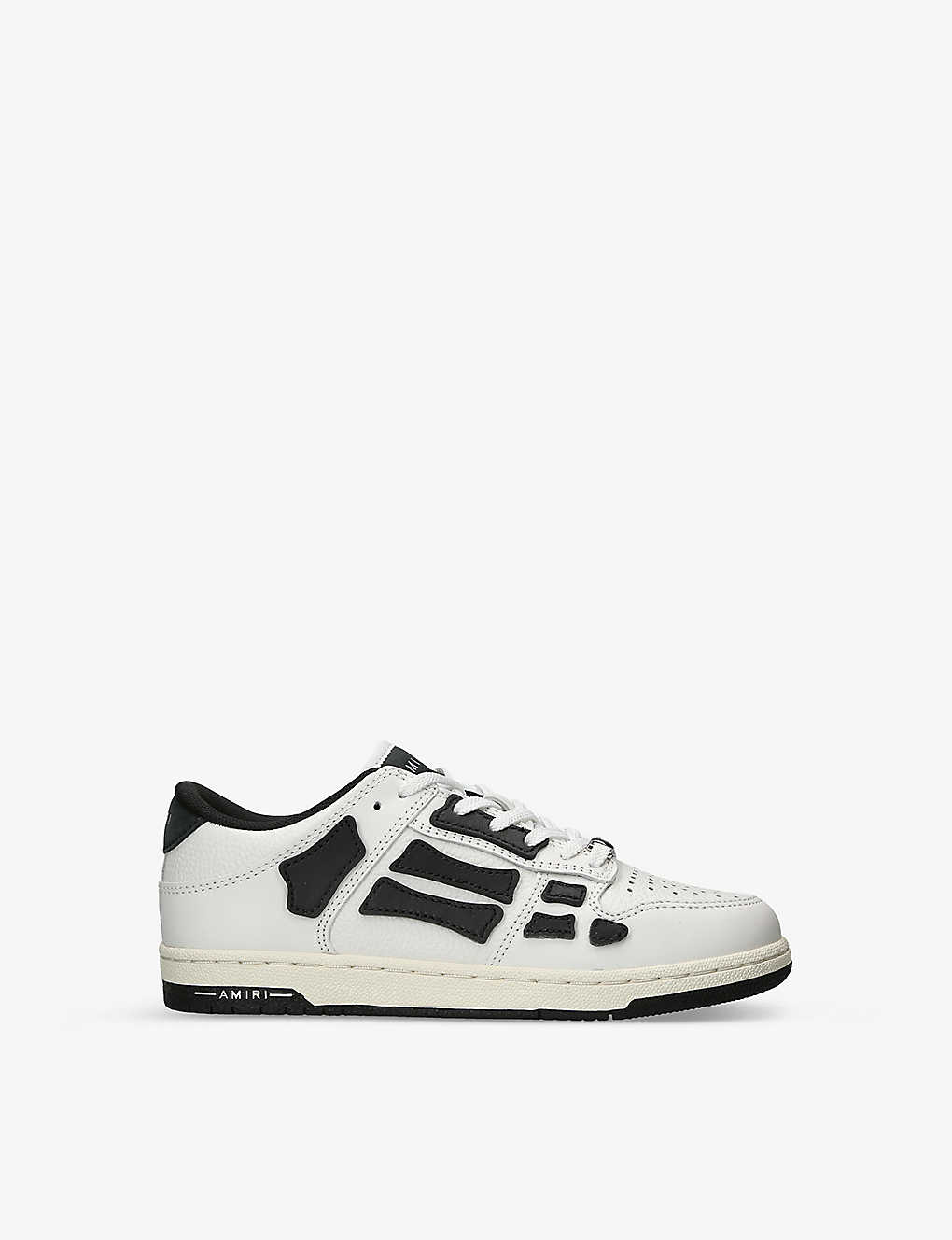 Shop Amiri Boys White/blk Kids Skel Leather Low-top Trainers 3-8 Years