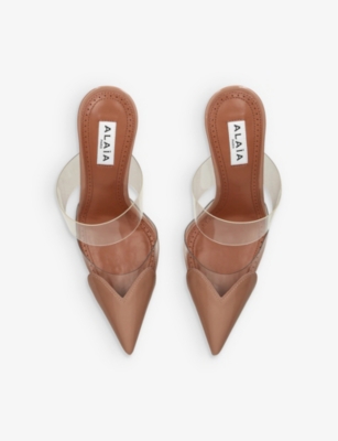 AZZEDINE ALAIA: Cœur 90 point-toe patent-leather mules
