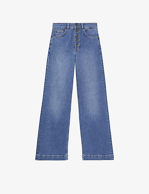THE KOOPLES: High-rise wide-leg stretch-denim jeans
