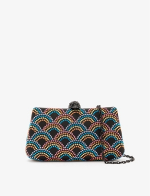 Kurt Geiger Rainbow Crystal Clutch In Black/comb