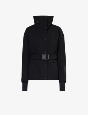 Shop Moncler Grenoble Women's Black Hainet Funnel-neck Stretch-woven Jacket