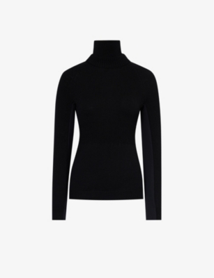Shop Moncler Grenoble Women's Black High-neck Slim-fit Stretch-woven Top