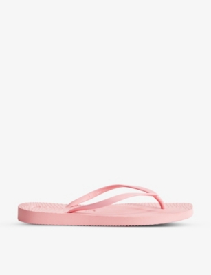 Sleepers Womens Pink Sorbet Tapered Brand-debossed Natural Rubber Flip-flops