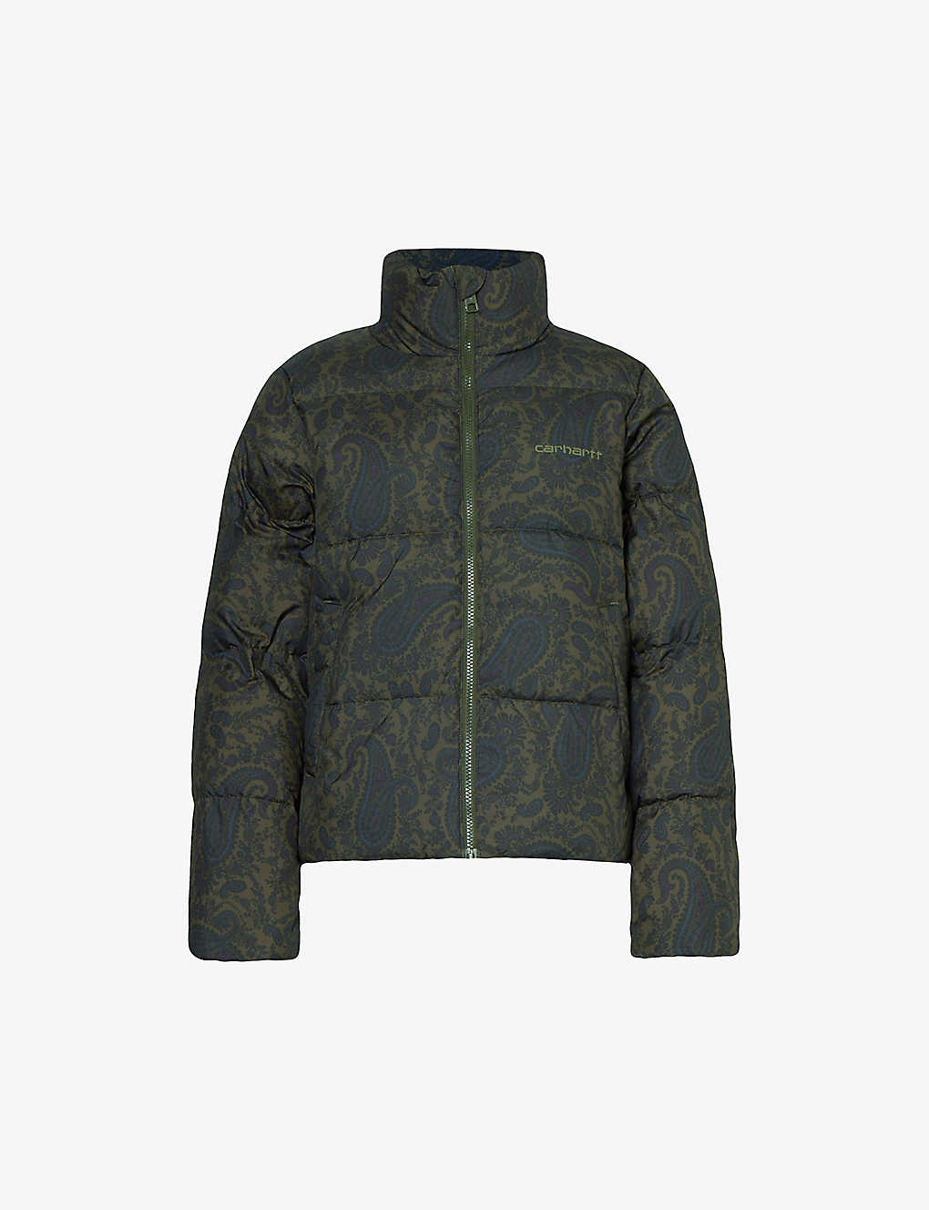 Shop Carhartt Springfield Brand-embroidered Boxy-fit Recycled-polyester Jacket In Paisley Plant Black