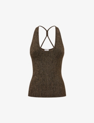 Reiss Bronze Metallic Racerback Vest In Brown