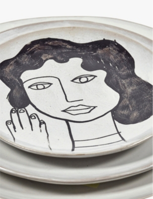 Serax White La Mère Graphic-print Medium Stoneware Plate 20cm In White
