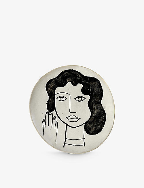 SERAX: La Mère graphic-print medium stoneware plate 20cm